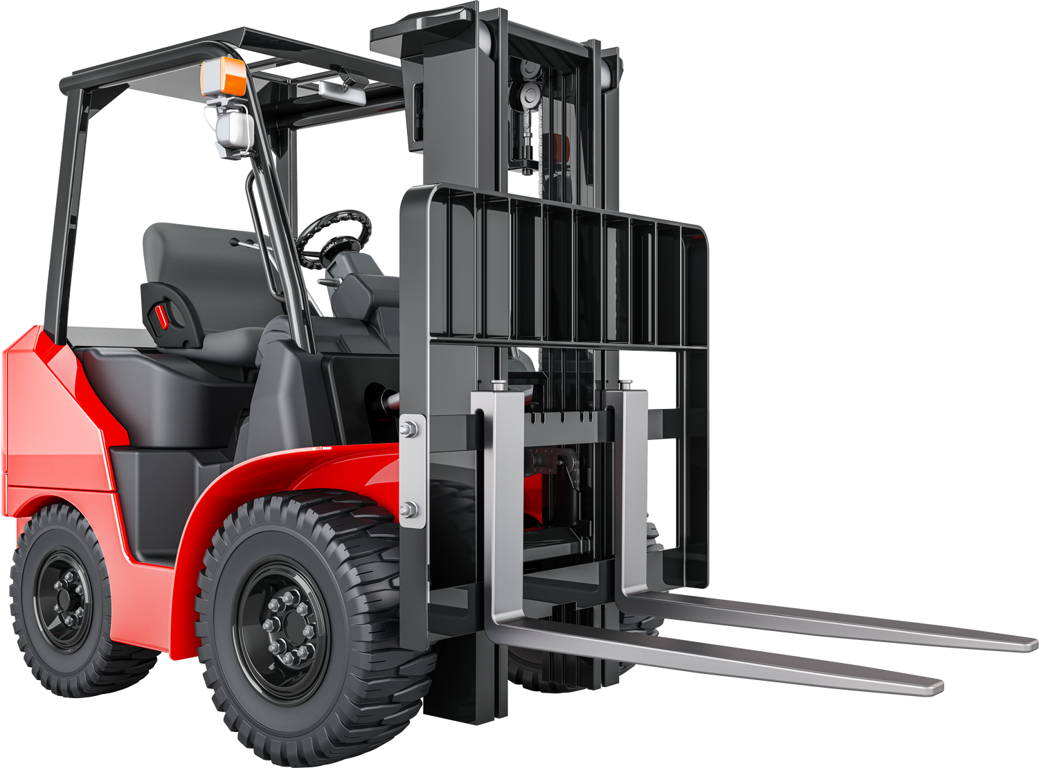 Forklift, industrial truck, lift truck, forklift truck, 3D rendering isolated on transparent background