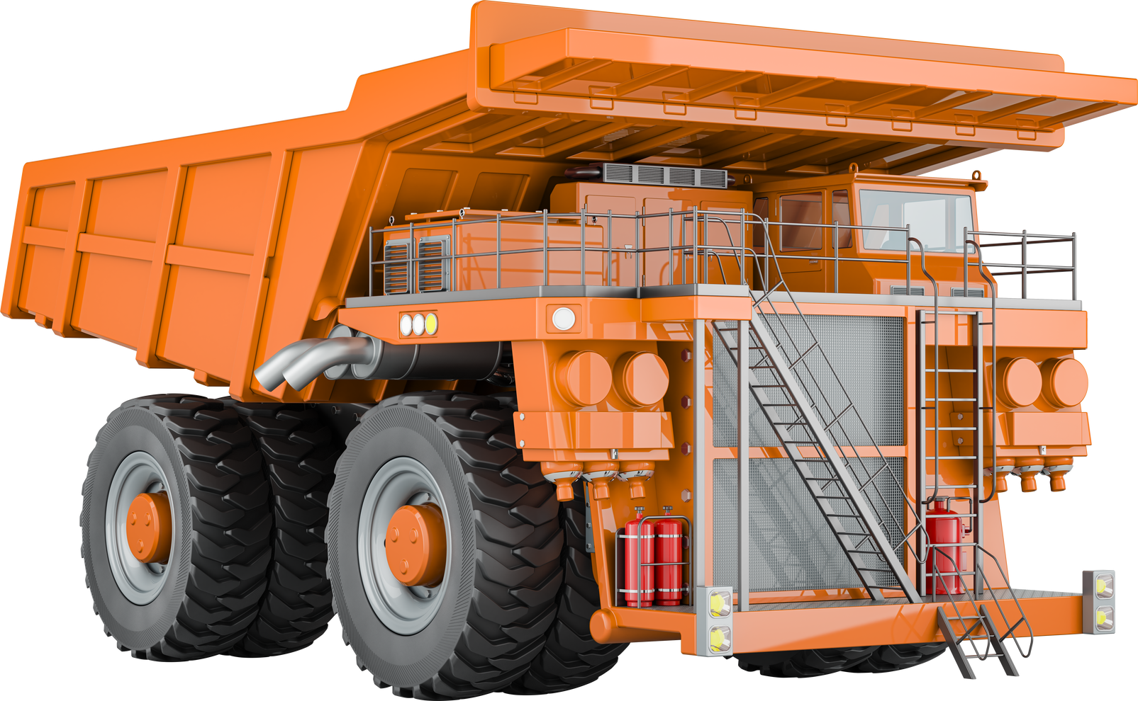 Dump truck, dumper lorry. 3D rendering isolated on transparent background